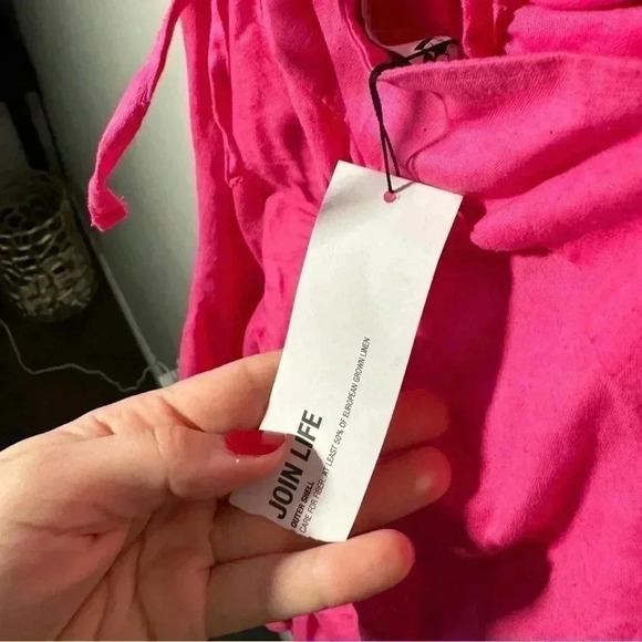 NWT ZARA DRAPED BEADED LINEN BLEND DRESS BLOGGERS FAV Barbie Pink S - Picture 9 of 9